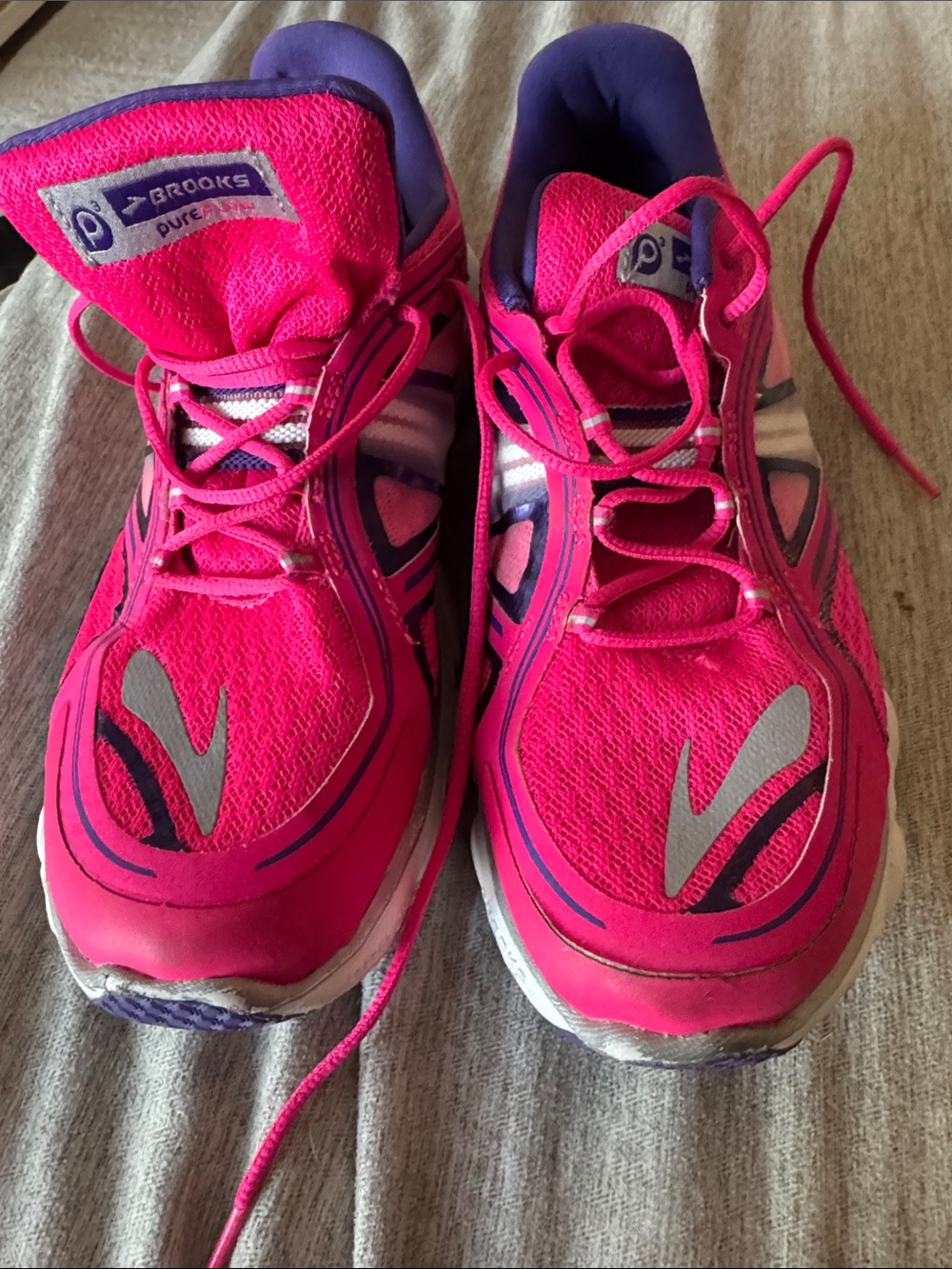 Brooks Pure Flow 3 Youth Athletic Running Shoes — Hot Pink with Purple Accents